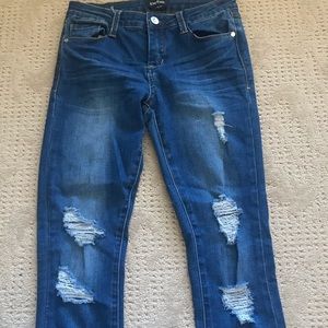 Low-Rise Ripped Bebe Skinny Jeans